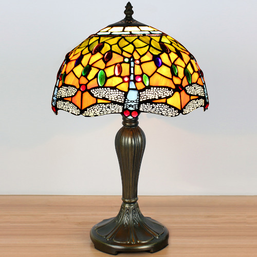 Yellow Dragonfly Stained Glass, Stained Glass Table Lamp Dragonfly