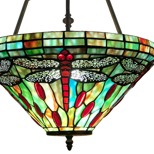 Inverted Tiffany Stained Glass Pendant Light