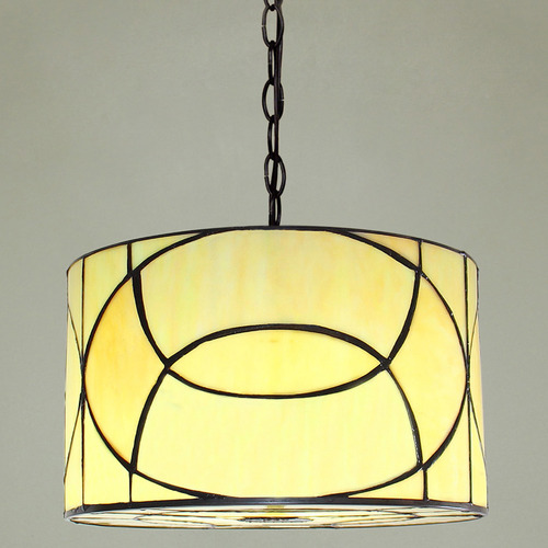 Drum Shade Ceiling Light, Stained Glass Drum Chandelier