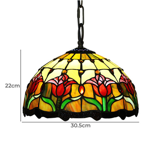Decorative Tulip Style Stained Glass 1 Light Ceiling Pendant