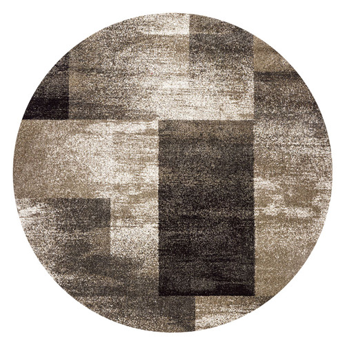 Brown Block Aslan Round Rug