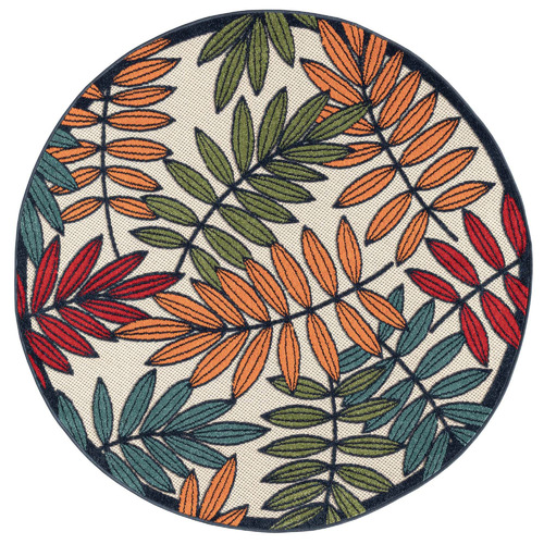 Lotus Rugs Lucca Hiba Indoor/Outdoor Round Rug Temple & ster