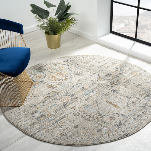 Taupe Fantine Power-Loomed Round Rug