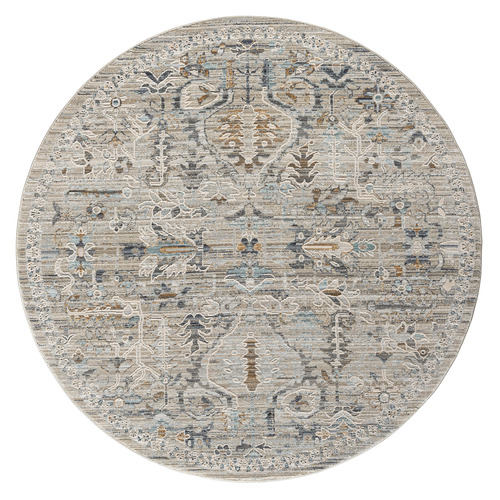Taupe Fantine Power-Loomed Round Rug