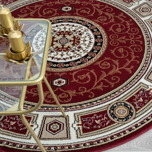 Red Ceres PowerLoomed Round Rug Temple & ster
