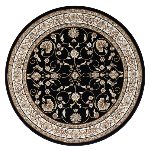 Black Ceres Power-Loomed Round Rug