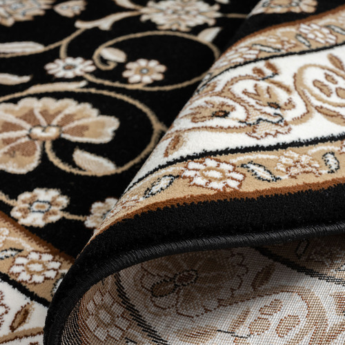 Black Ceres Power-Loomed Round Rug
