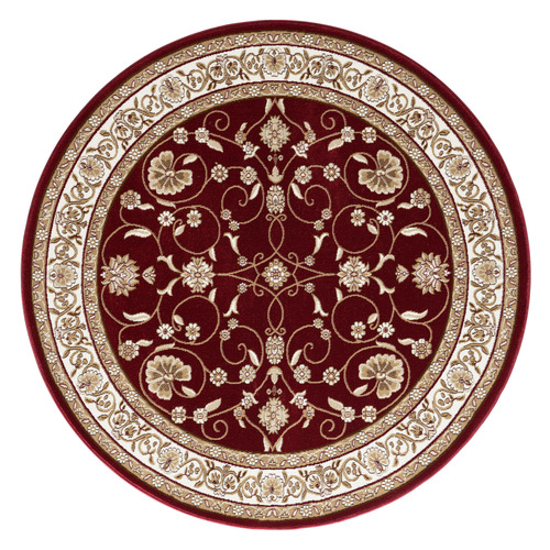 Red Ceres Power-Loomed Round Rug