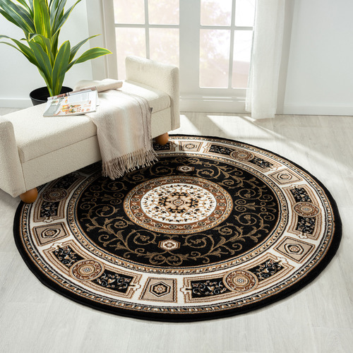 Black Ceres Round Rug