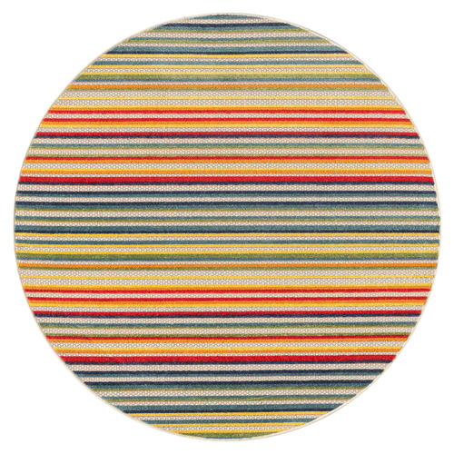 Multicolour Parma Striped Indoor/Outdoor Round Rug
