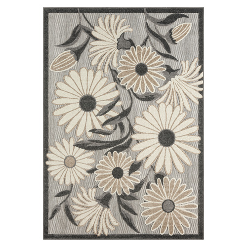 Silver Bethany Floral Indoor/Outdoor Rug
