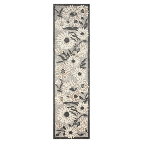 Silver Bethany Floral Indoor/Outdoor Runner