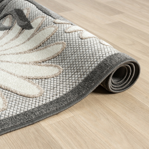 Silver Bethany Floral Indoor/Outdoor Runner