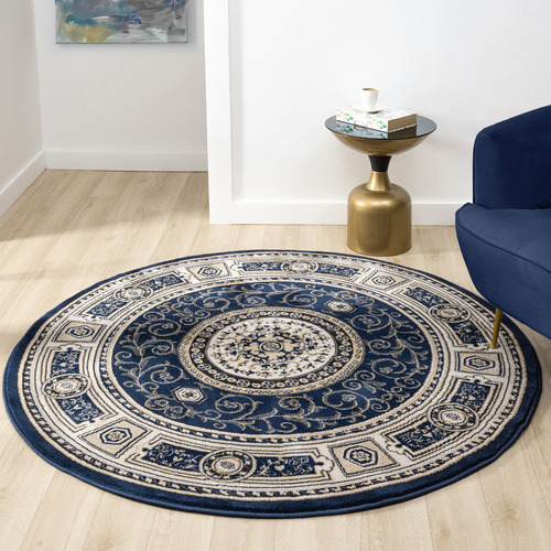 Navy Deion Round Rug
