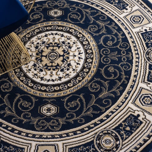 Navy Deion Round Rug