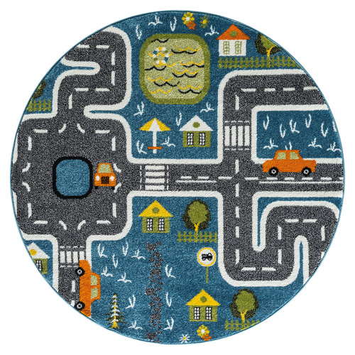 Blue Balto Round Rug