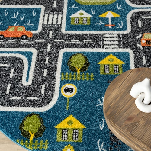 Blue Balto Round Rug