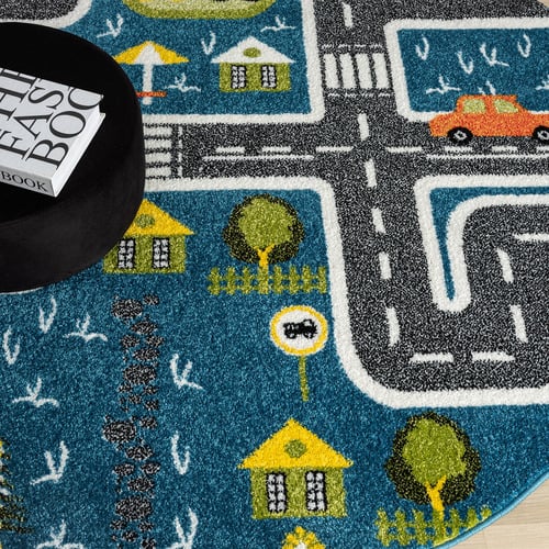 Blue Balto Round Rug