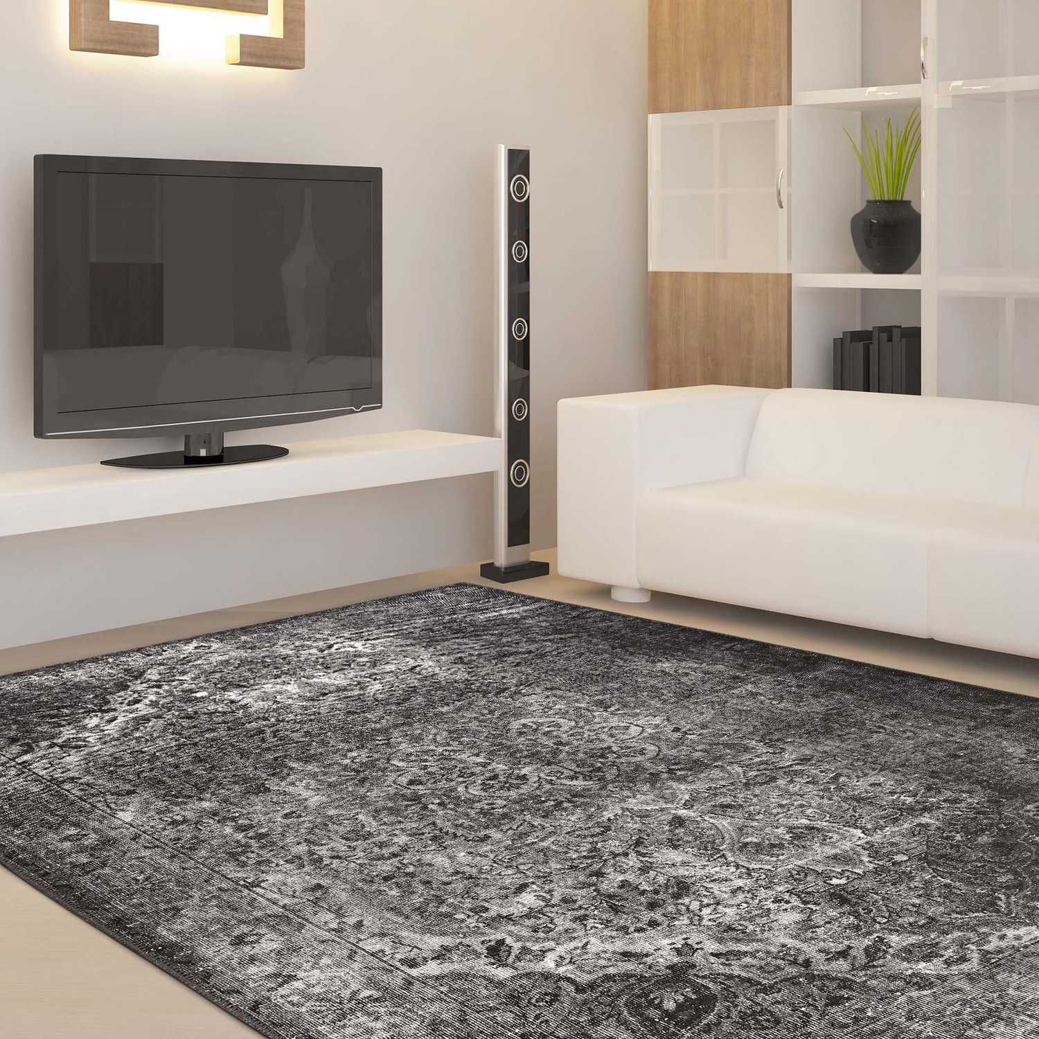 Black & Grey Glory Power-Loomed Rug