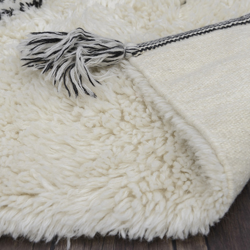 White Shaggy Agadir Hand-Knotted New Zealand Wool Rug