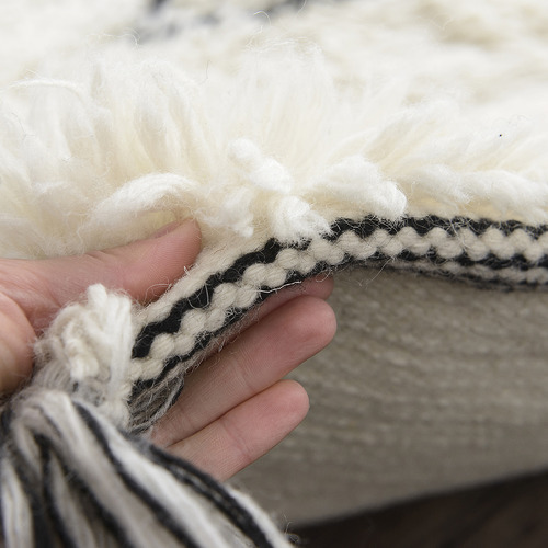 White Shaggy Agadir Hand-Knotted New Zealand Wool Rug