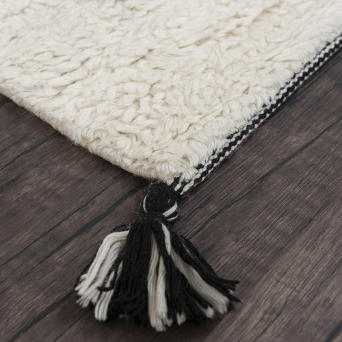 White Shaggy Azrou Hand-Knotted New Zealand Wool Rug