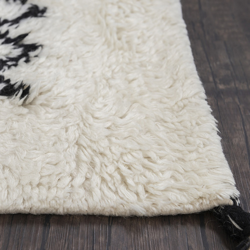 White Shaggy Azrou Hand-Knotted New Zealand Wool Rug
