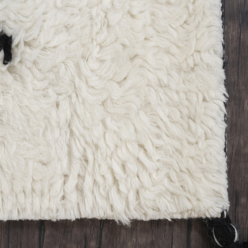 White Shaggy Azrou Hand-Knotted New Zealand Wool Rug