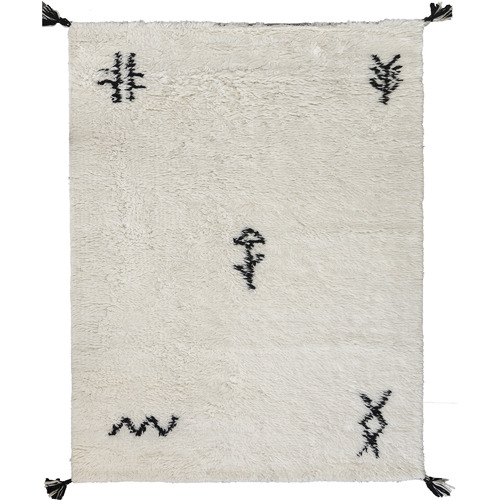White Shaggy Azrou Hand-Knotted New Zealand Wool Rug