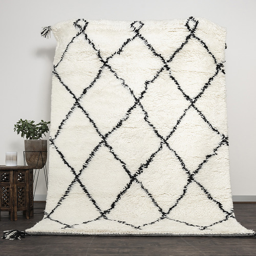 White Shaggy Marrakesh Hand-Knotted New Zealand Wool Rug