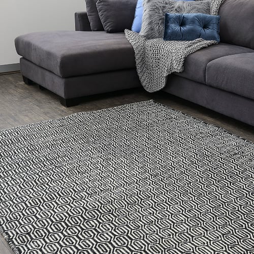 Black Honeycomb Marrakesh Kilim Rug