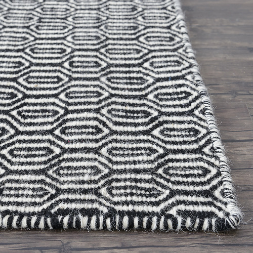 Black Honeycomb Marrakesh Kilim Rug