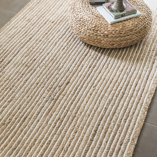 White Uma Braided Cotton & Jute Rug
