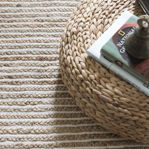 White Uma Braided Cotton & Jute Rug