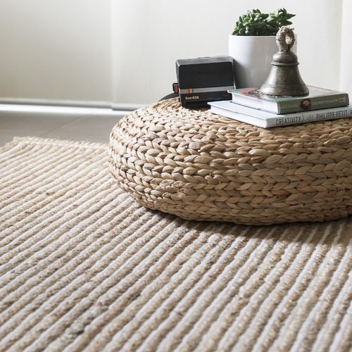 White Uma Braided Cotton & Jute Rug