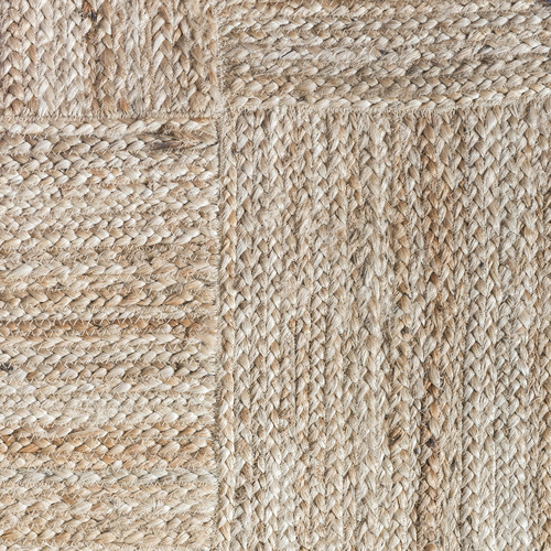Natural Patchwork Braided Cotton & Jute Rug