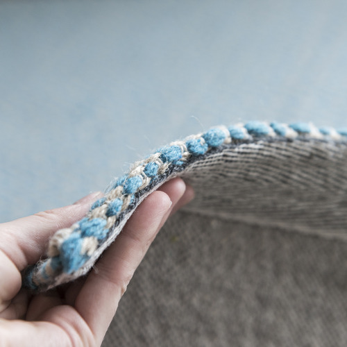 Turquoise Chevron Flat Weave Cotton & Jute Rug