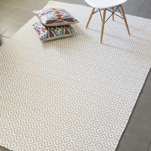 White Diamond Flat Weave Cotton & Jute Rug