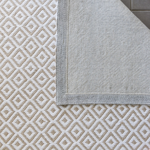 White Diamond Flat Weave Cotton & Jute Rug