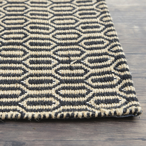 Black Flat Weave Cotton & Jute Rug Temple & ster