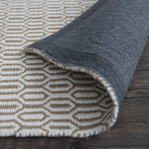 White Honeycomb Flat Weave Cotton & Jute Rug