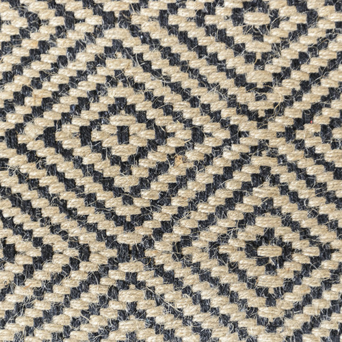 Black Rustic Diamond Flat Weave Cotton & Jute Rug