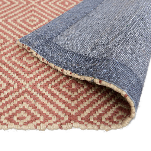 Red Rustic Diamond Flat Weave Cotton & Jute Rug