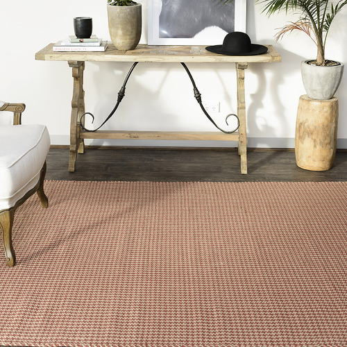 Red Houndstooth Flat Weave Cotton & Jute Rug