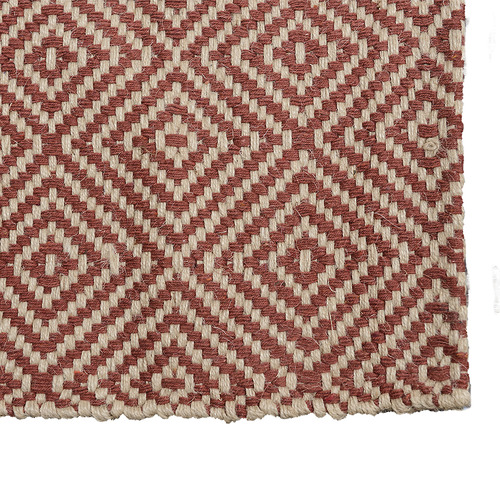 Red Rustic Diamond Flat Weave Cotton & Jute Rug