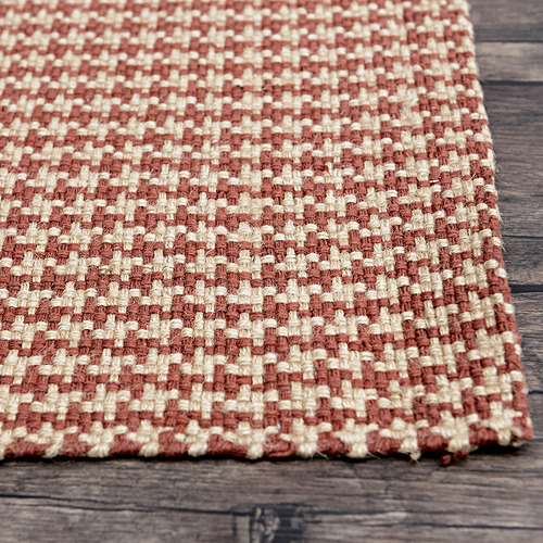 Red Houndstooth Flat Weave Cotton & Jute Rug
