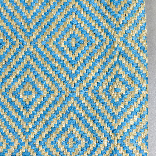 Turquoise Rustic Diamond Flat Weave Cotton & Jute Rug