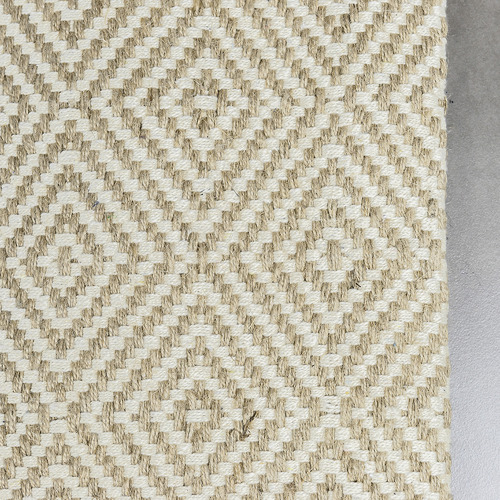 White Rustic Diamond Flat Weave Cotton & Jute Rug