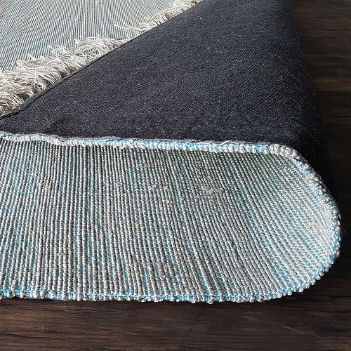 Blue Century Fringed Hand-Woven Rug