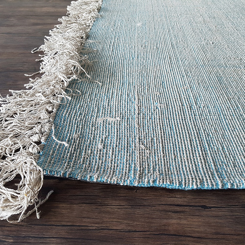 Blue Century Fringed Hand-Woven Rug